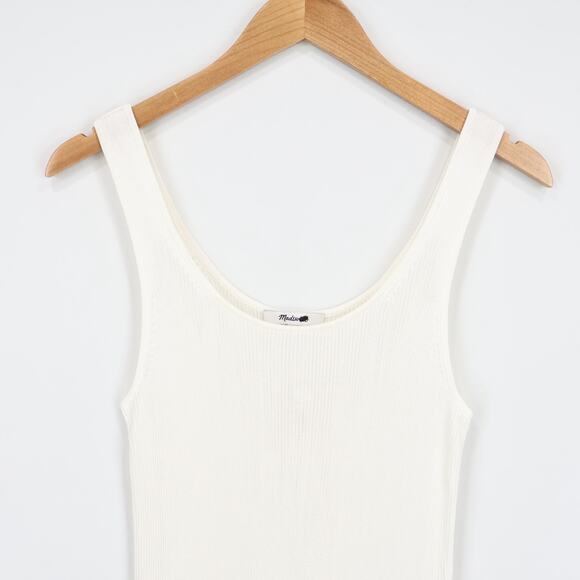 NWT Madewell Scoopneck Sweater Tank Slim Fit Drapey Ribbed Ivory Size Medium - Picture 3 of 7
